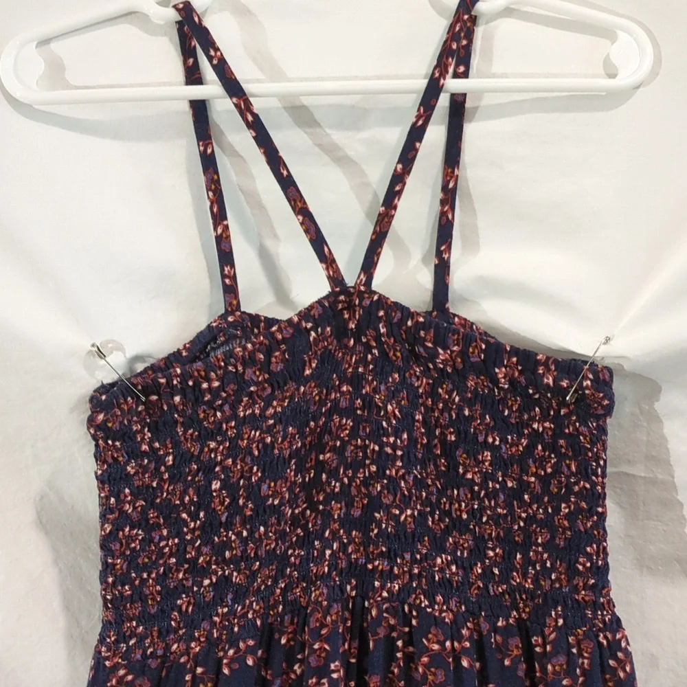 Art Class | Navy Floral Sundress Elasticized Bodice Flounce Lace | S